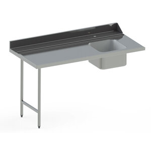 Sofinor Table glissement avec plage arrière| Inox | dosseret et 1 cuve | accrochage à gauche | 600(l)x750mm