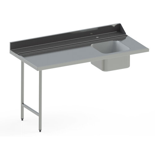 Sofinor Table glissement avec plage arrière| Inox | dosseret et 1 cuve | accrochage à gauche | 600(l)x750mm