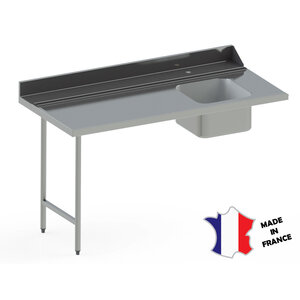 Sofinor Table glissement avec plage arrière| Inox | dosseret et 1 cuve | accrochage à gauche | 2100(l)x750mm