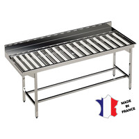 Table à rouleaux 2 pieds carrés soudés | Inox | avec dosseret et plage arrière | longeur 1050mm