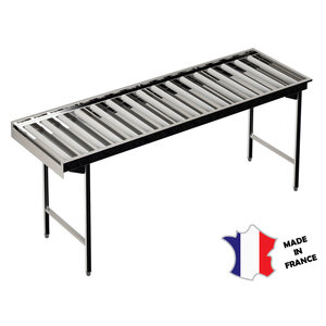 Sofinor Table droites à rouleaux à 2 pieds ronds | Inox | Longeur 1050mm