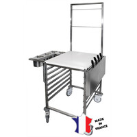 Chariot du chef | Inox | 7 niveaux GN2/1 | poly-boite couteau support 6 GN1/6 | 590(l)x675x1750mm