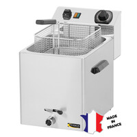 Friteuse électrique de table | 8 litres | 3kW | 270(l)x370x420mm | avec robinet de vidange