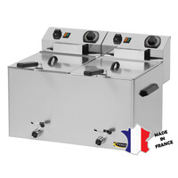 Friteuse électrique de table | 2x 8 litres | 2x 3kW | 540(l)x370x420mm | avec robinet de vidange