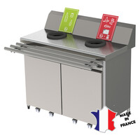 Meuble de pré-tri | 2 trous vide déchets dont 1 avec pesée | 1200(l)x600x900mm