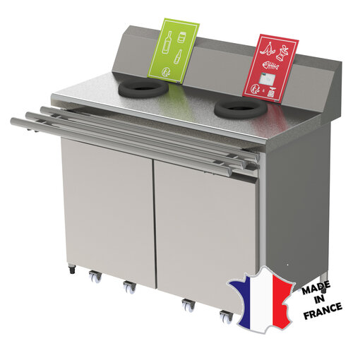 Sofinor Meuble de pré-tri | 2 trous vide déchets dont 1 avec pesée | 1200(l)x600x900mm Sofinor Meuble de pré-tri | 2 trous vide déchets dont 1 avec pesée | 1200(l)x600x900mm