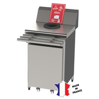 Meuble de pré-tri | 1 trou vide déchets avec pesée | 600(l)x600x900mm  | roulettes inox