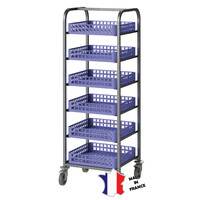 Chariot pour casiers à vaisselle | 6 niveaux | roulettes inox | 635(l)x605x1700mm