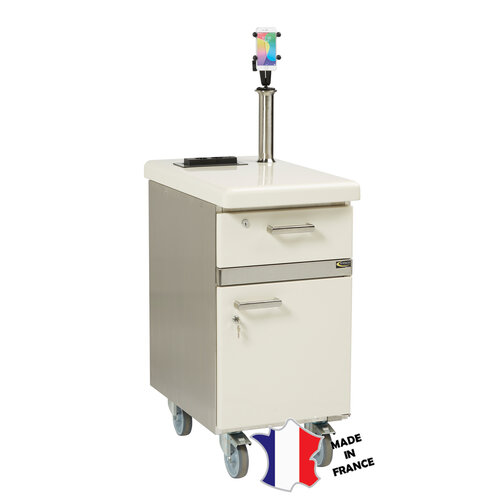 Sofinor WI-PLATE Meuble Connecté | Meuble inox sur roulettes avec support tablette