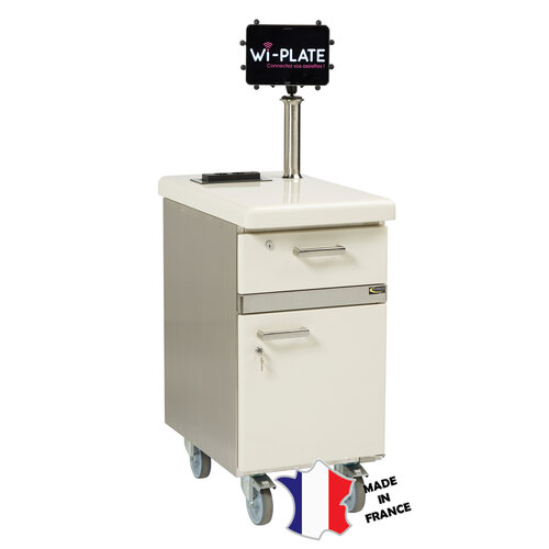 Sofinor WI-PLATE Meuble Connecté | Meuble inox sur roulettes avec support tablette