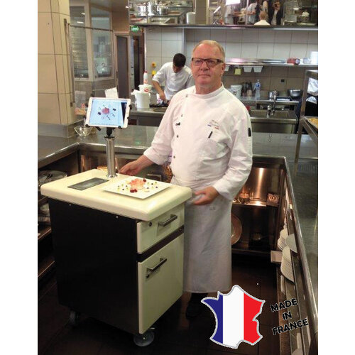 Sofinor WI-PLATE Meuble Connecté | Meuble inox sur roulettes avec support tablette