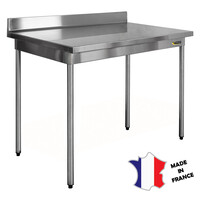 Table démontable standard | Inox | à dosseret | pieds ronds | 700(l)x700x900mm | sur vérins inox