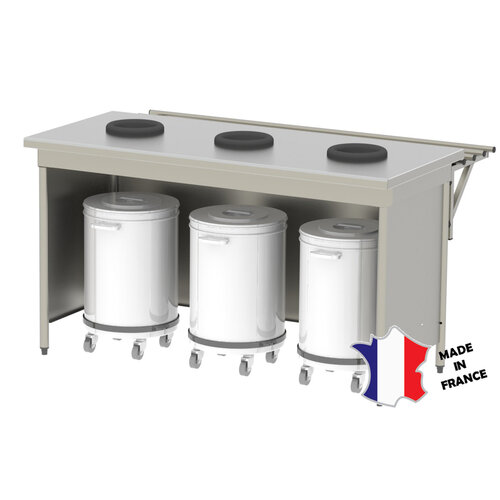 Sofinor Meuble de pré-tri avec 3 trous vide-déchets | 1600(l)x700x900mm