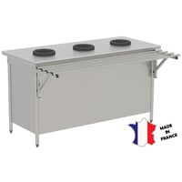 Meuble de pré-tri avec 3 trous vide-déchets | 1600(l)x700x900mm