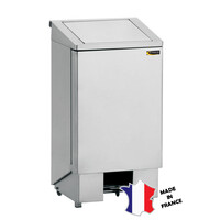 Poubelle | INOX | avec Porte et Capot à Pieds | 400(l)x370x770mm