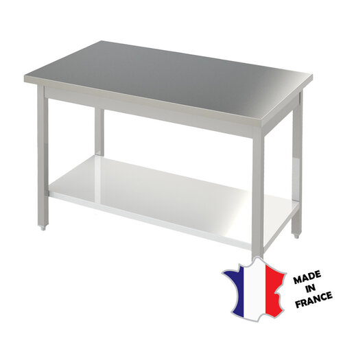 Sofinor Table Démotable | INOX | Étagère Basse | Pieds Carrés | Plusieurs Longueurs