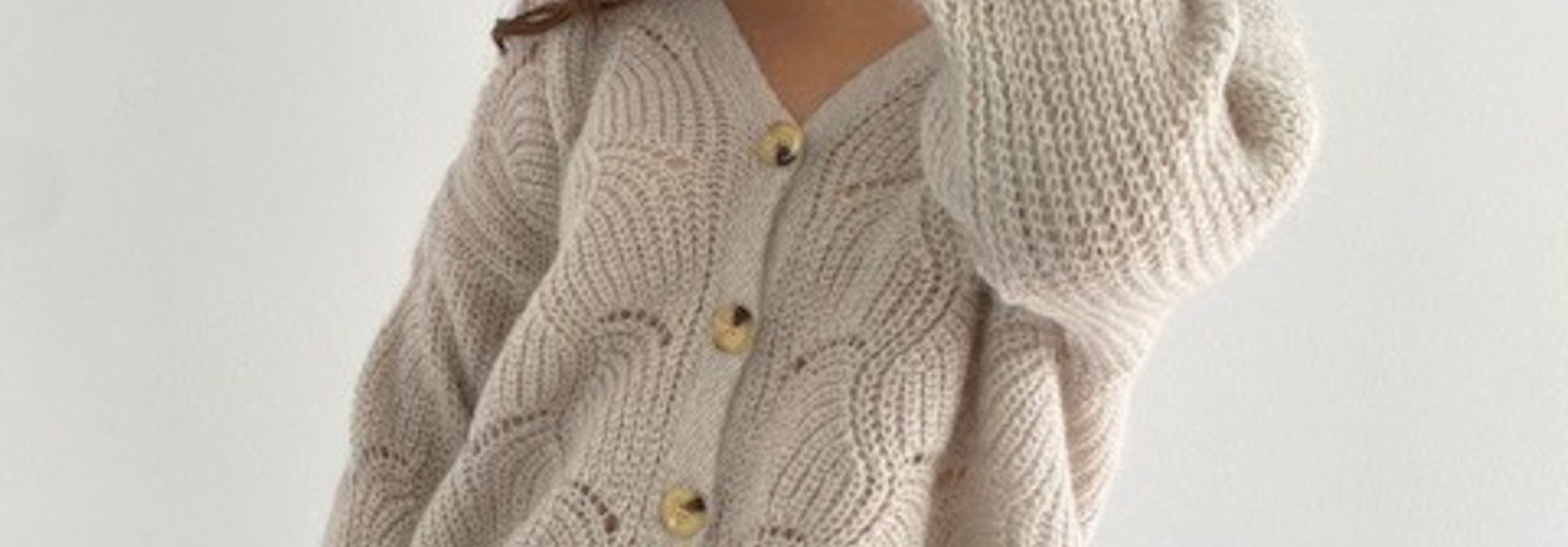 Marlena ajour cardigan Beige