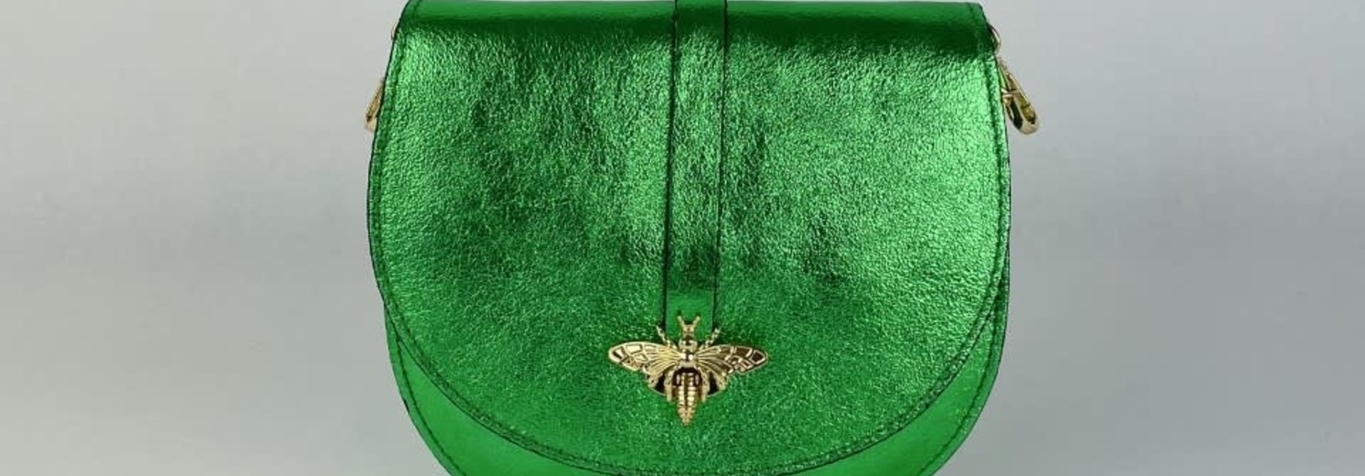 Xenna metalic calf leather dragonfly bag Green