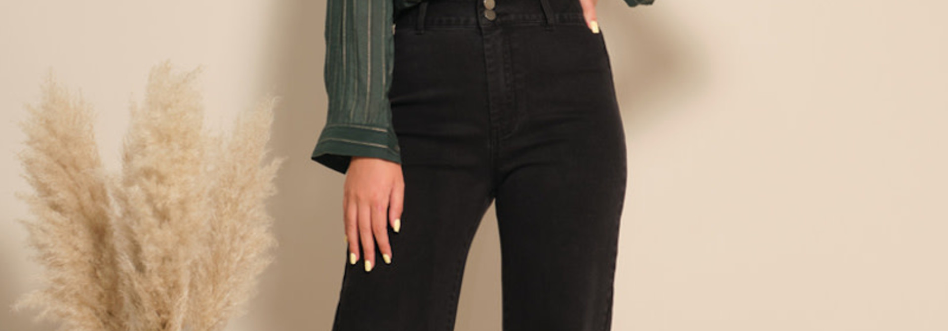 Morgan hw large flare denim Black