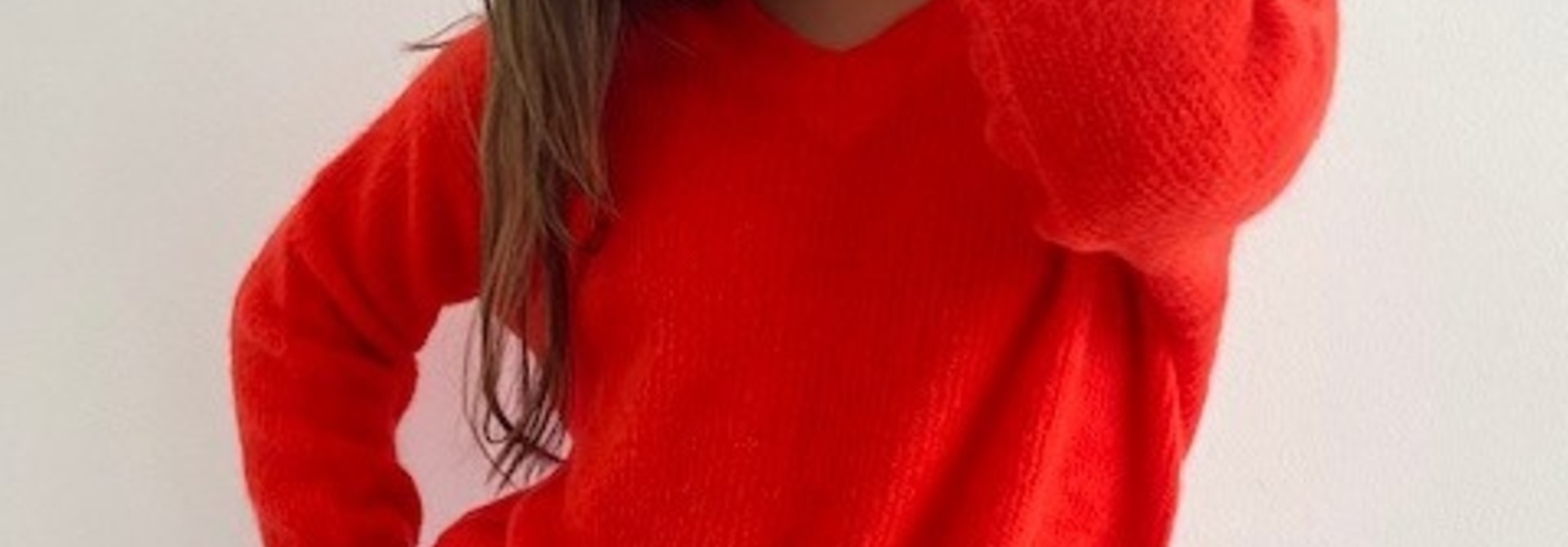 Louna v-neck knitted pull Bright Orange