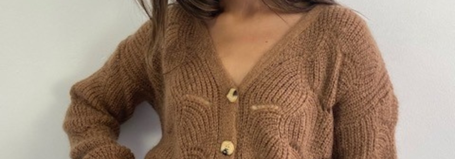Marlena ajour cardigan Camel