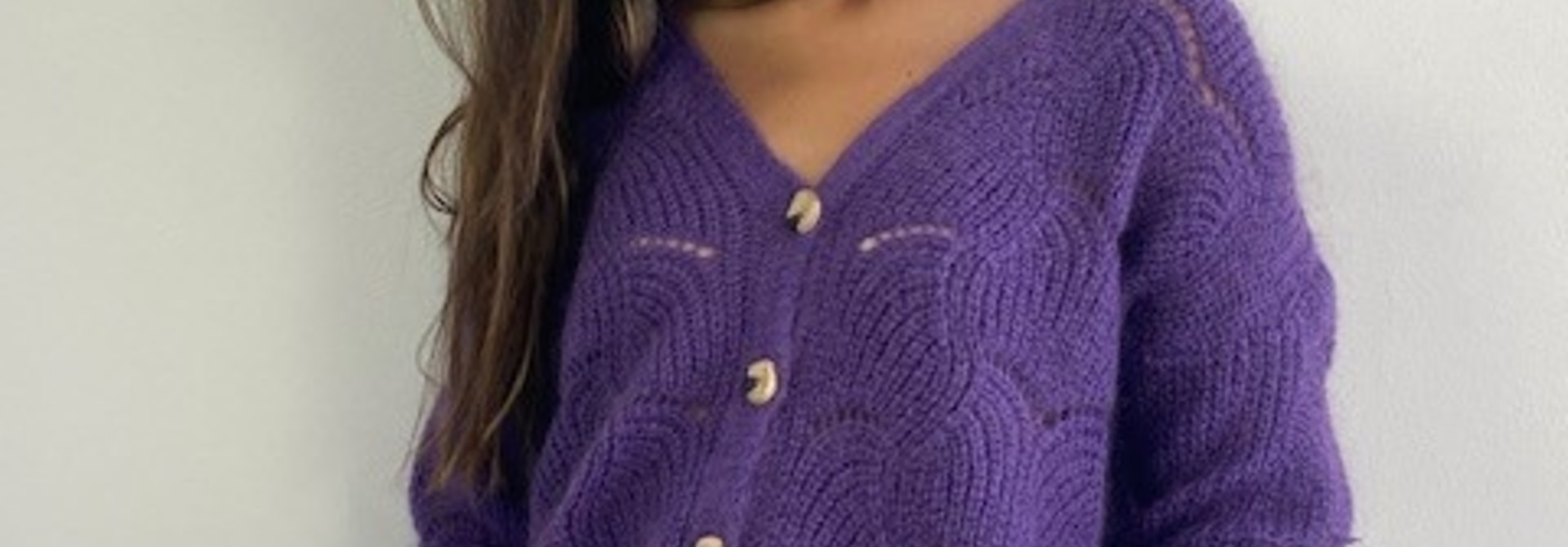 Marlena ajour cardigan Mauve