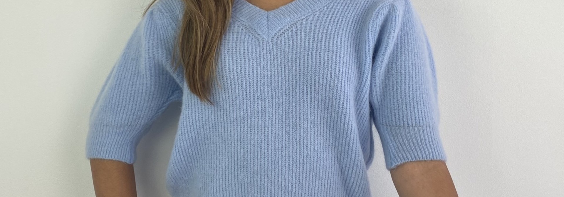 Katey soft knitted t-shirt Light Blue
