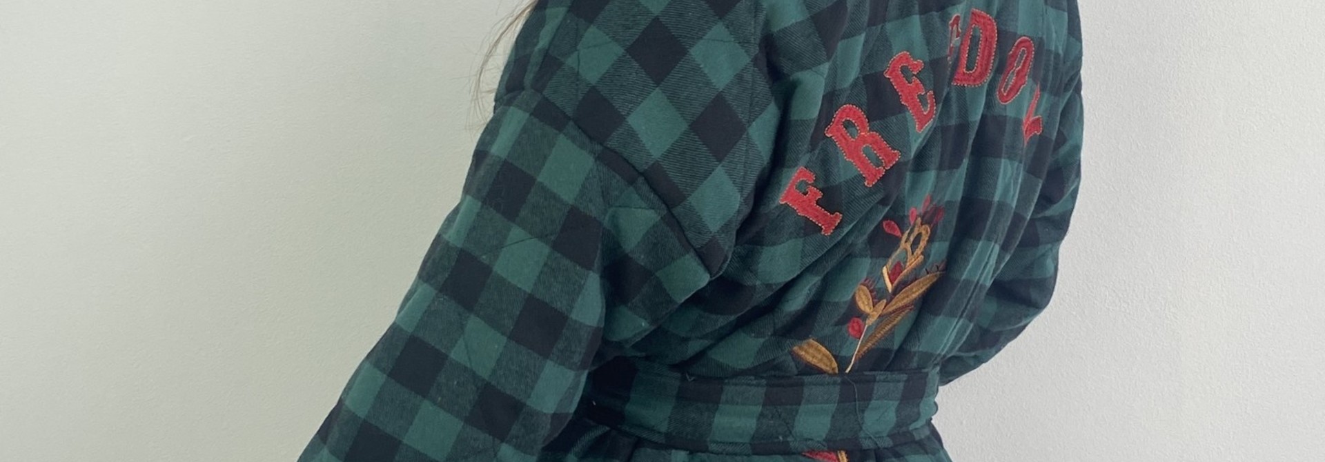 Toya padded kimono blazer Green Check