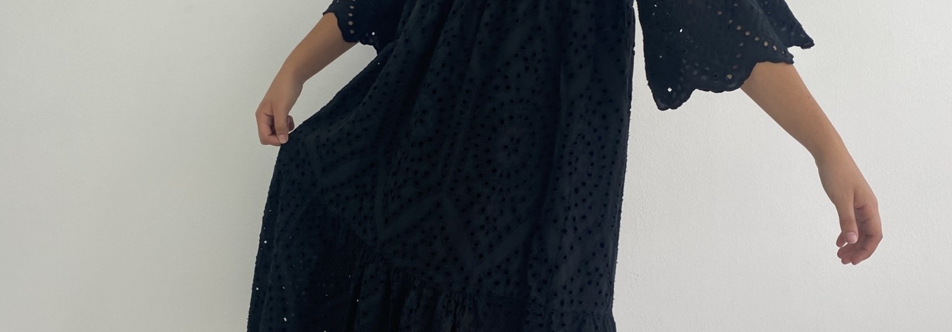 Patley broderie midi dress Black