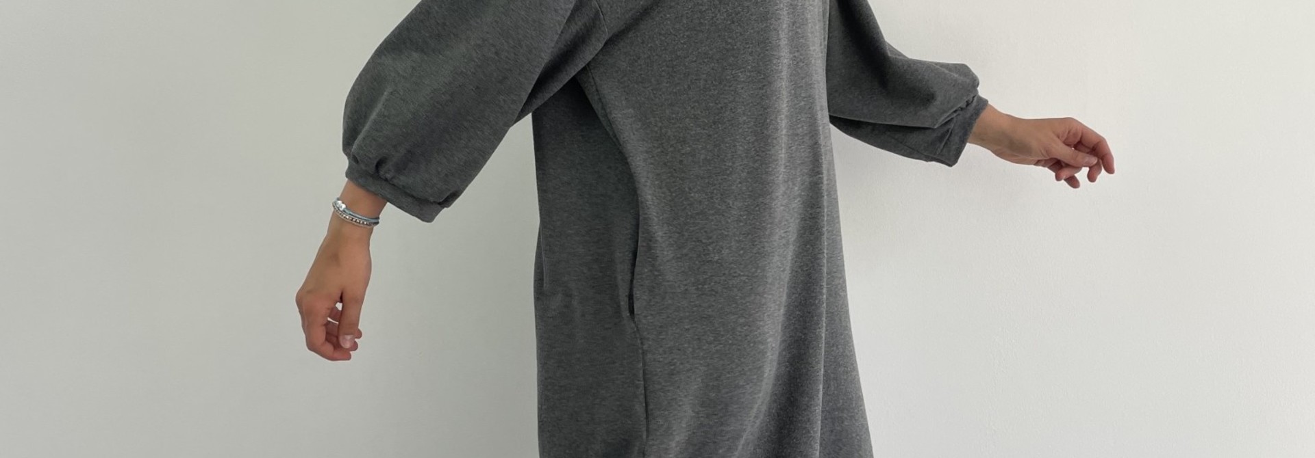 Tenel V-neck sweatdress Grey