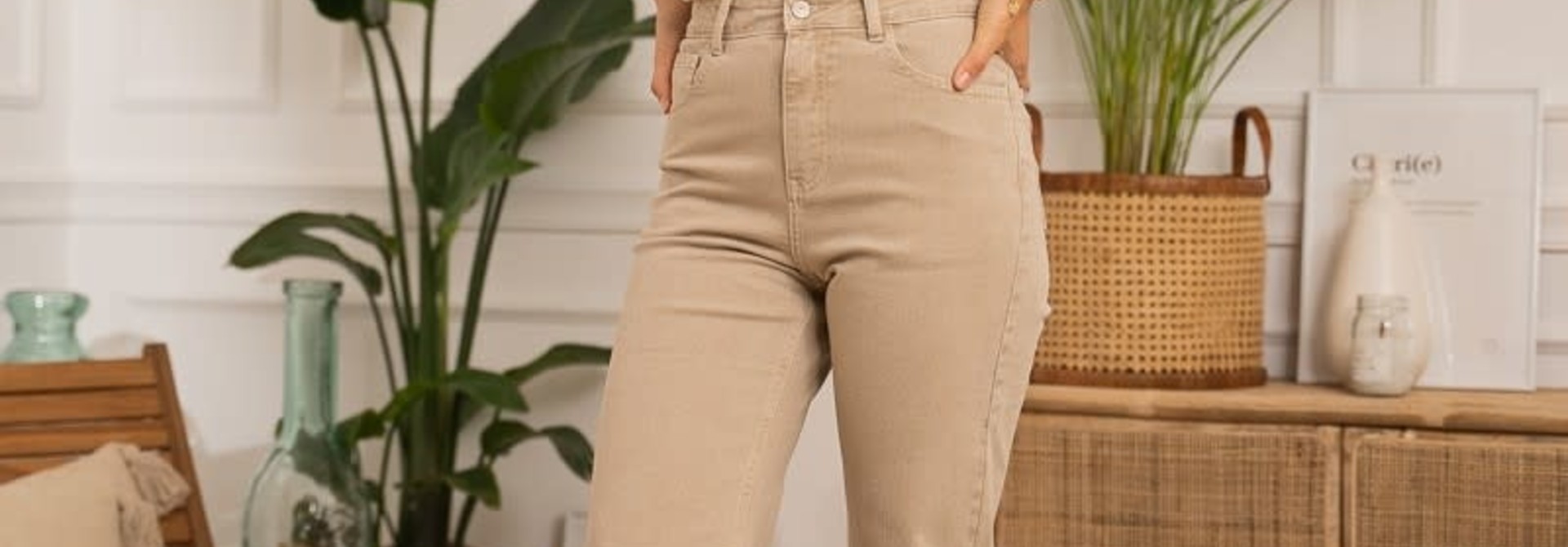 Barbara straight hw wide jeans Beige