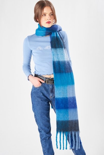 Timeo chekered scarf Blue