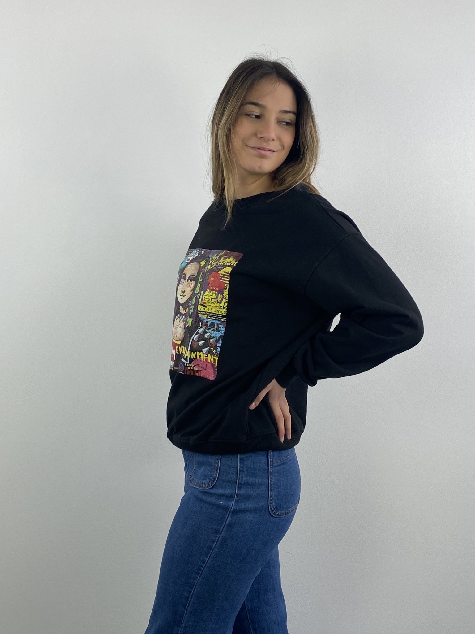 Mona pop-art sweater Black-2