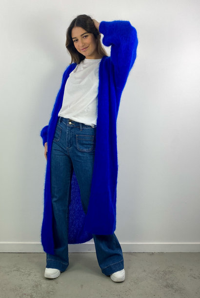 Malec kid mohair cardigan vest Cobalt