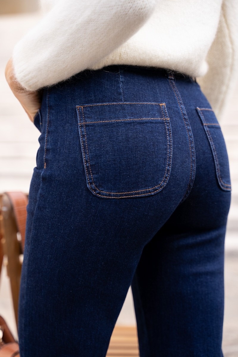 Hazel Flare jean in Dark Blue – GJG DENIM