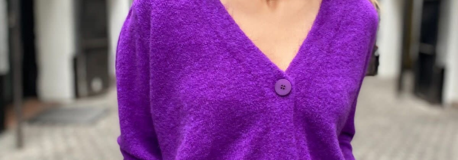 Lincoln short knit cardigan Purple