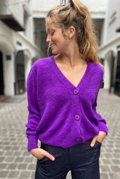 Lincoln short knit cardigan Purple