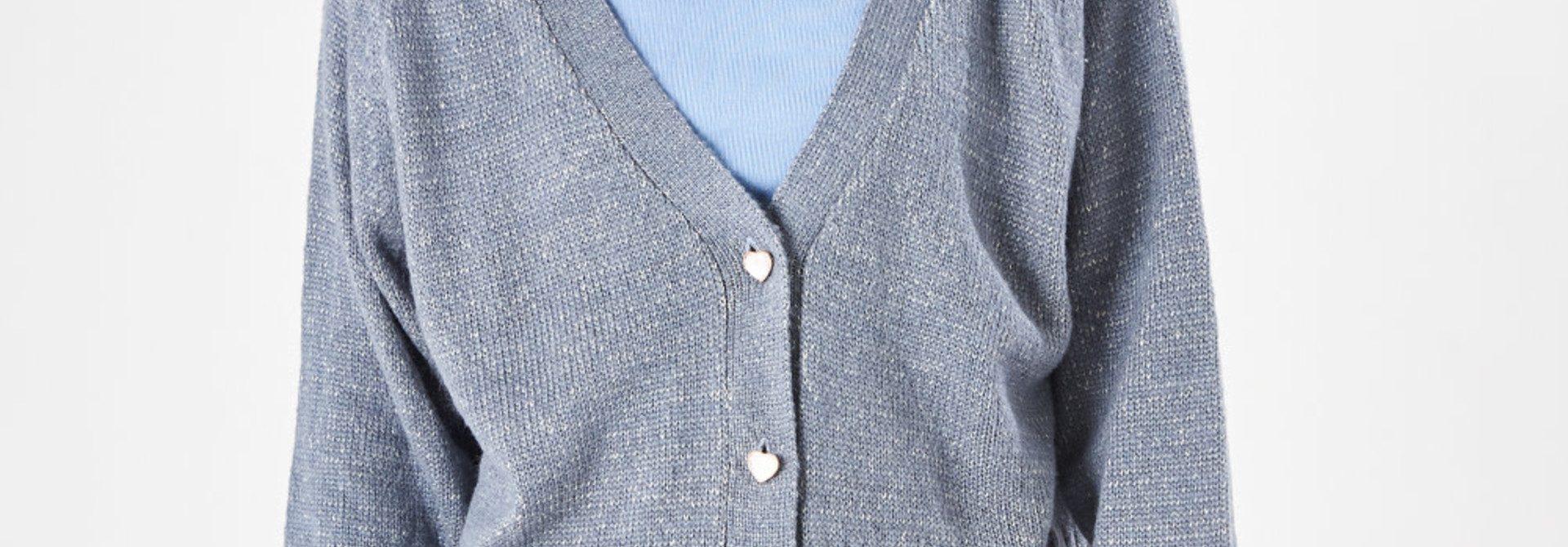 Ina wide heart cardigan Ash Blue