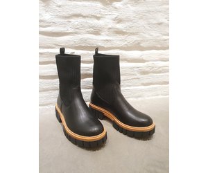 Boston chuncky chelsea sock boots Black - FASHIONGARDEN BOUTIQUE