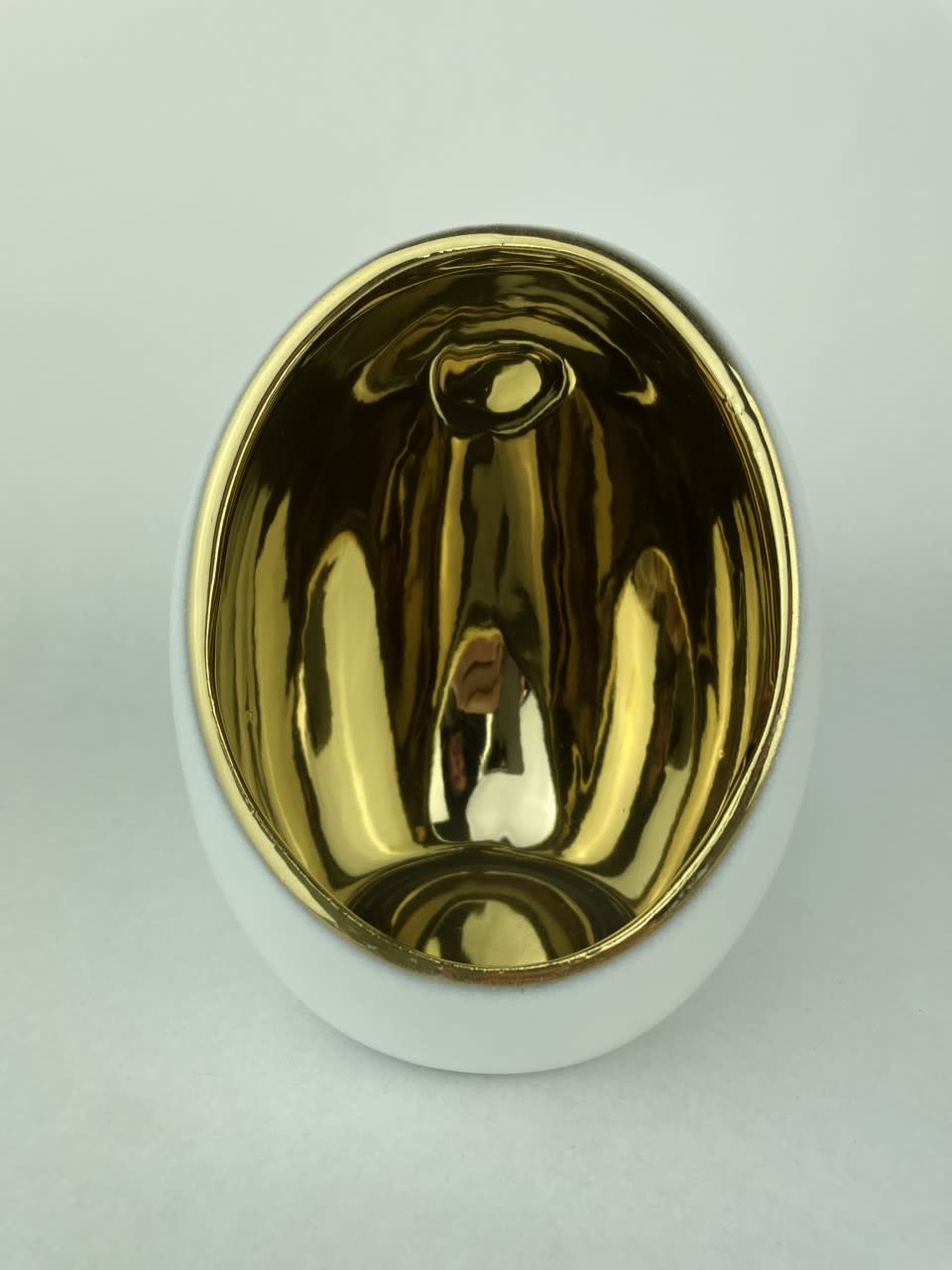 TL-holder "dali egg' ceramic 12Dx15H White Gold-2