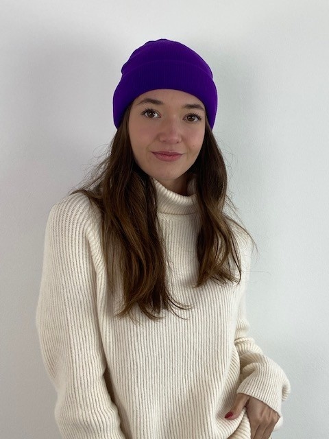 purple stussy beanie