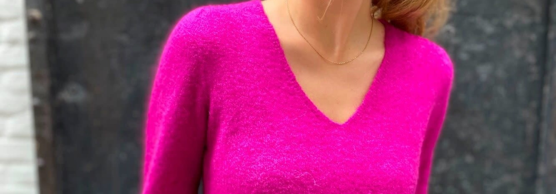 Lucy puffy sleeve knit Fushia