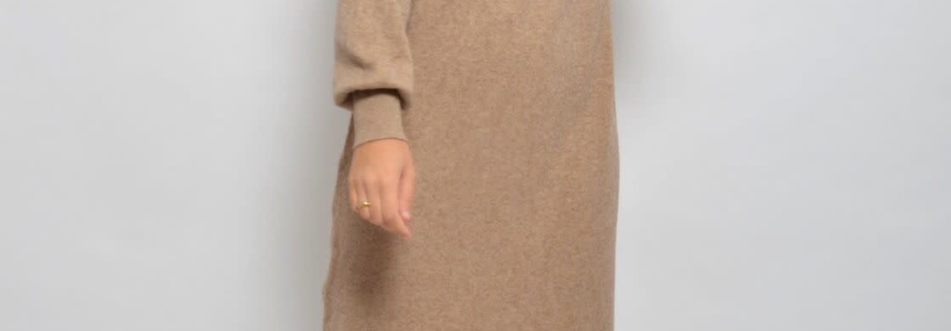 Salinas viscose turtleneck midi knitted dress Taupe