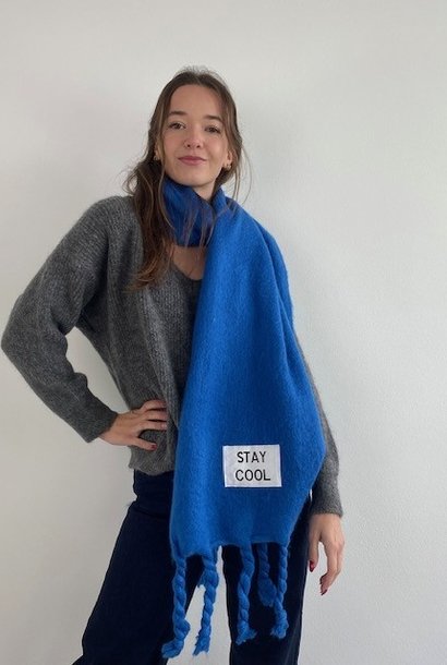 "Stay cool" plain scarf Blue