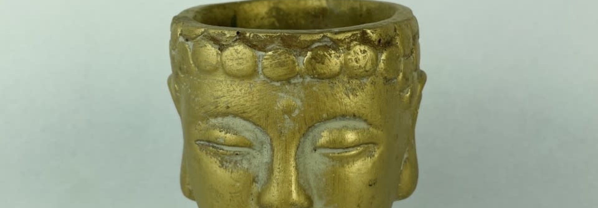 Small Planter buddha head 8Dx9H Gold