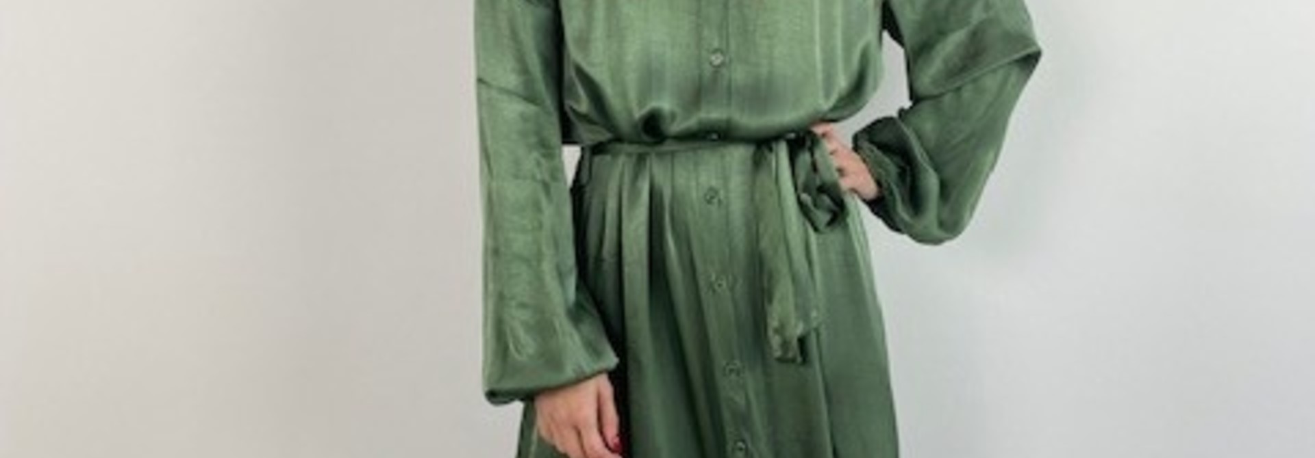 Lorelai satin button-up shirtdress Khaki