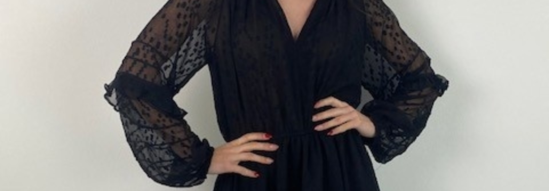 Rebecca structured voille dress Black