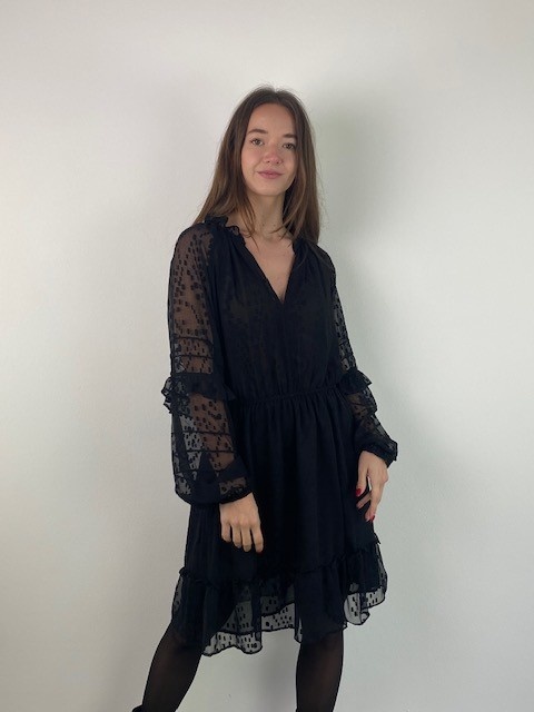 Rebecca structured voille dress Black-5