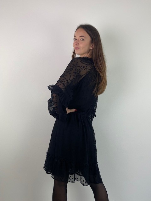 Rebecca structured voille dress Black-4