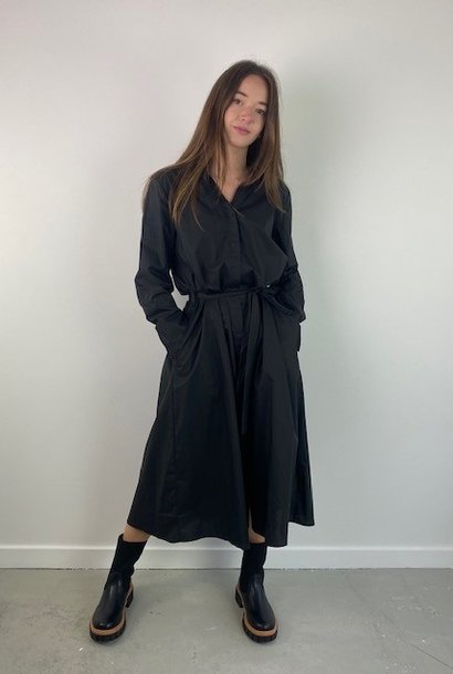 Naobi cotton popeline shirtdress Black